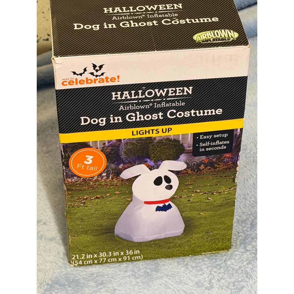 Way To Celebrate Halloween Airblown Inflatable Dog in Ghost Costume 3 Ft Tall